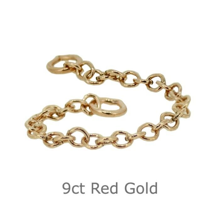 Bracelet safety chain 9ct Red Gold MEDIUM weight, 55mm long
