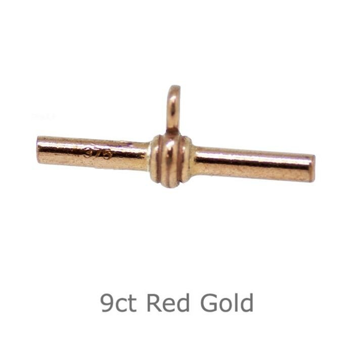9ct red gold straight T bar fitting 28mm long