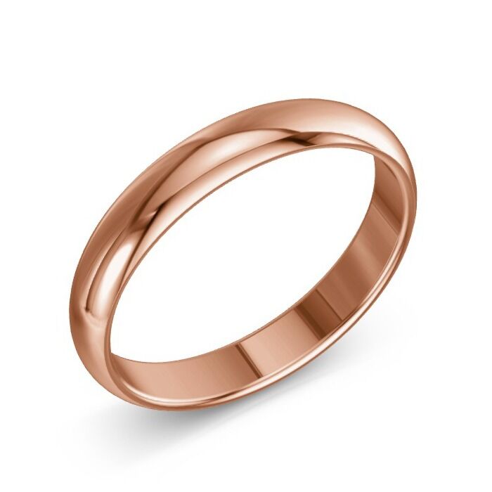 D Shape 9ct Red Gold Wedding Rings