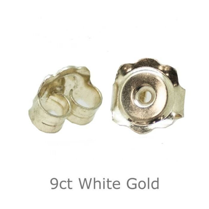 9ct white SMO gold large Earring back Scrolls