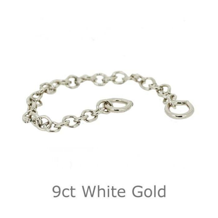 9ct White Gold Bracelet Safety Chain