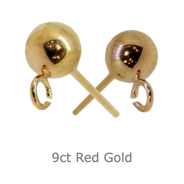 9CT RED GOLD FILLED 3mm BALL STUD EARRING WITH OPEN RING
