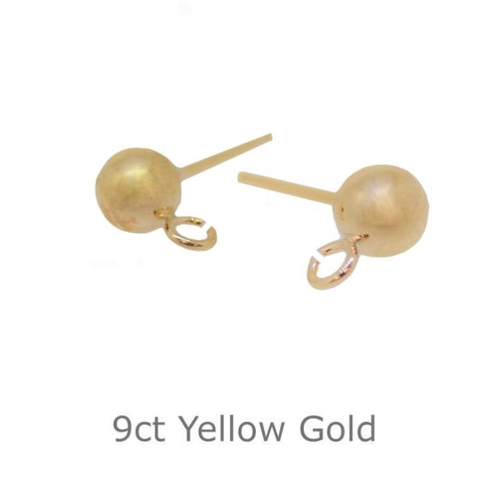 9ct Yellow Gold Ear Post, 3mm Bead and open Ring