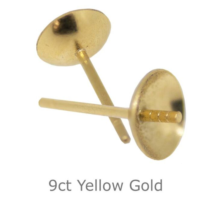 9ct yellow gold Earring Post with Cup and Peg 5mm
