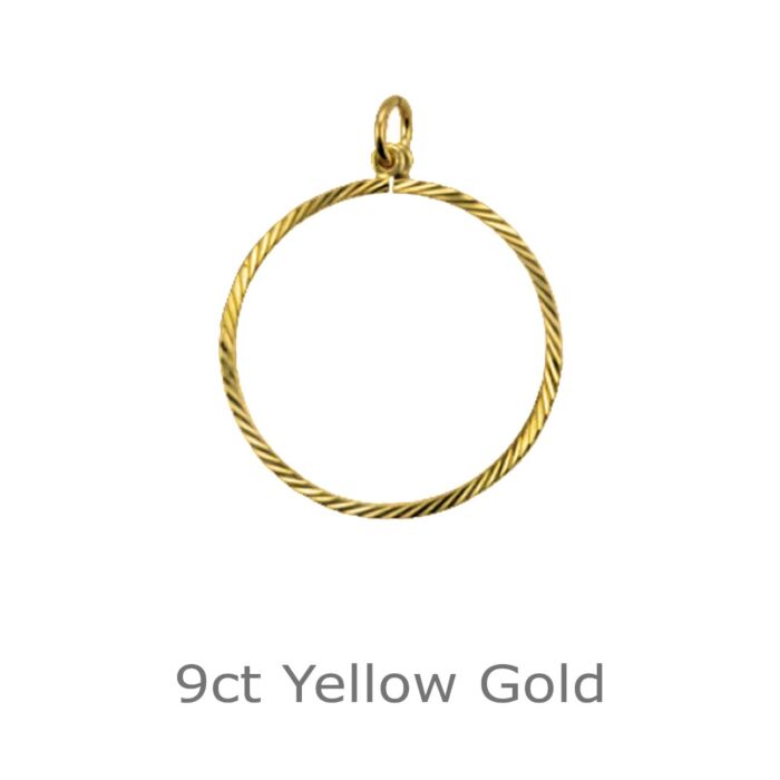 9ct Yellow Gold Full Sovereign Diamond Cut Pendant Mount