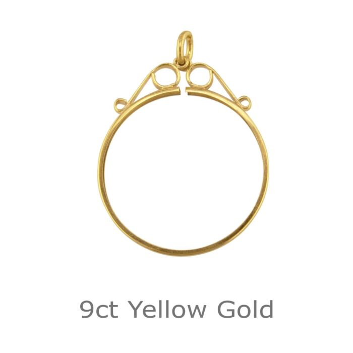 9ct Yellow Gold Full sovereign scroll pendant mount
