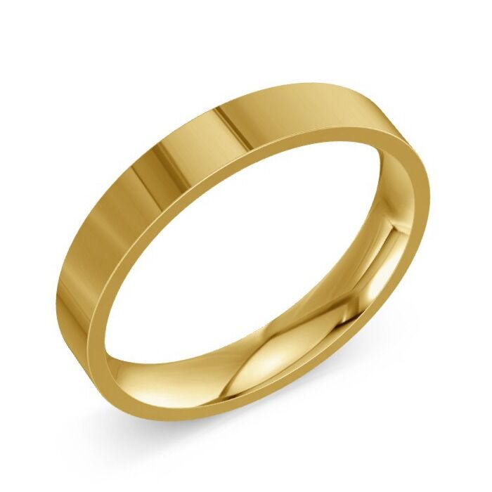Flat Court 18ct Yellow Gold Wedding Rings