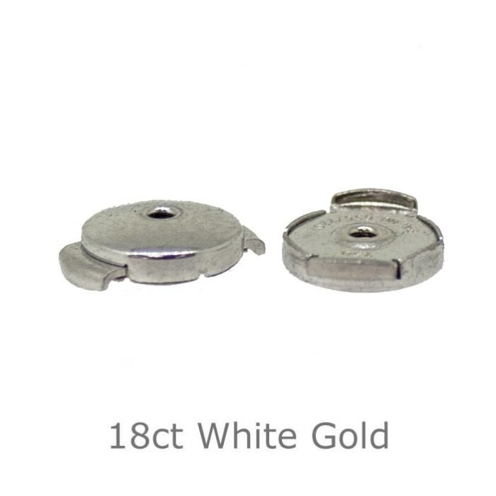 18ct White Gold Alpha Earring Backs only | WITHOUT POST