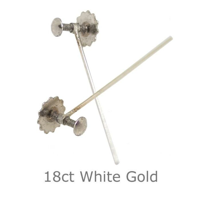 18ct white gold Earring 25mm Post with Screw