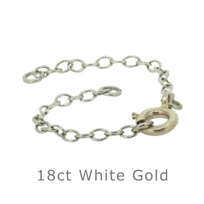 18ct white gold necklace trace safety chain 0.70mm with 5mm bolt ring