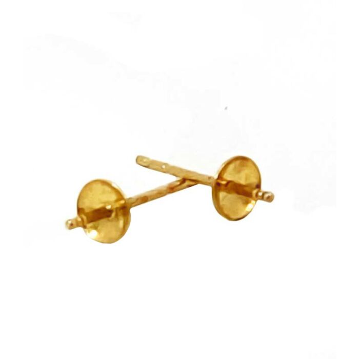 18ct yellow gold Earring Post with 4mm Cup and Peg