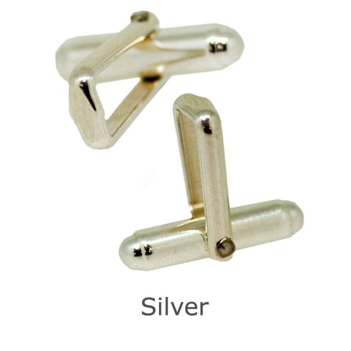 SILVER ROUNDED CUFFLINK SWIVEL, ASSEMBLED 15.45x18.36x4.2MM
