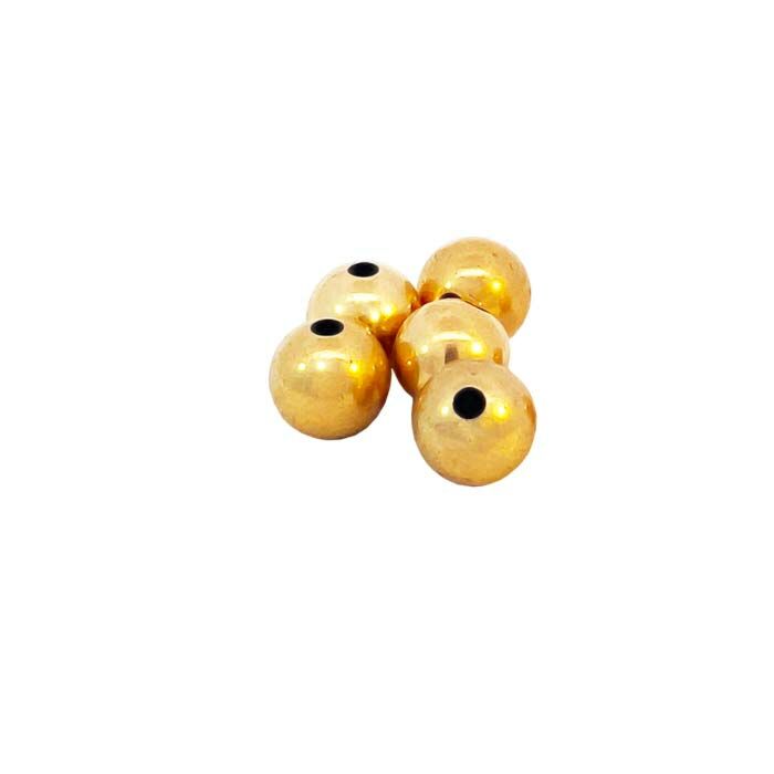9ct Yellow Gold 5mm bead - plain, round, 2 holes bead
