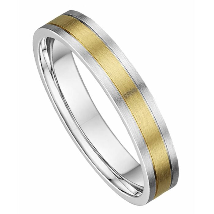 4mm Flat Court Medium Two Tone Plain Wedding Ring | C856A07G  5226 WFAM