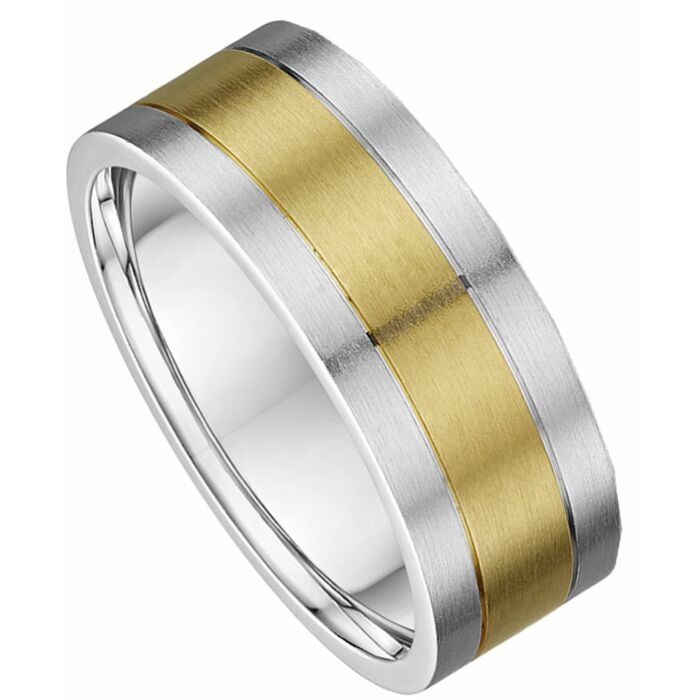 8mm Flat Court Medium Two Tone Plain Wedding Ring | C856A11G  5230 WFAM