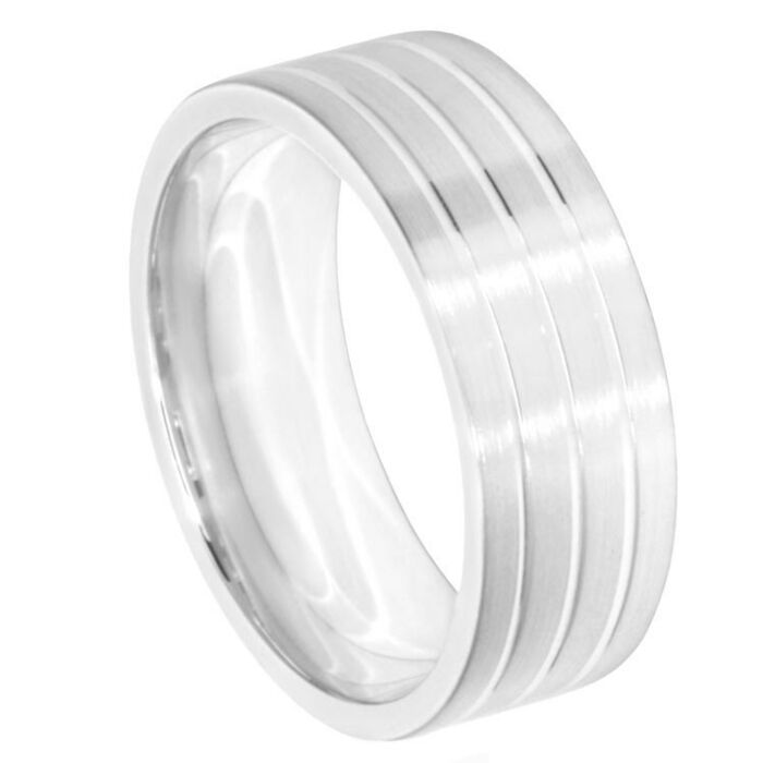 Wedding Ring Diamond CUT 22  3 X SHALLOW TRAM LINES MATT FINISH