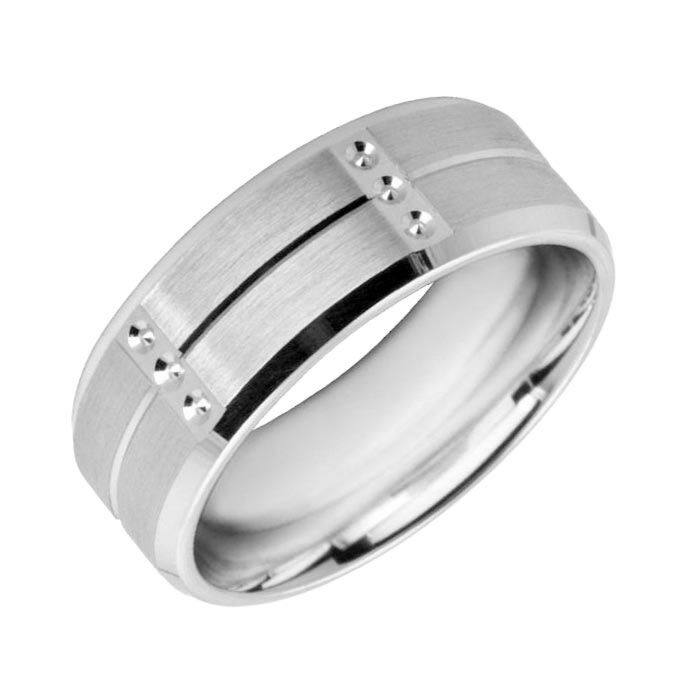 Wedding Ring Diamond CUT 58 Centre line, V grooved cuts, Circle diamond cut details & Matt finish