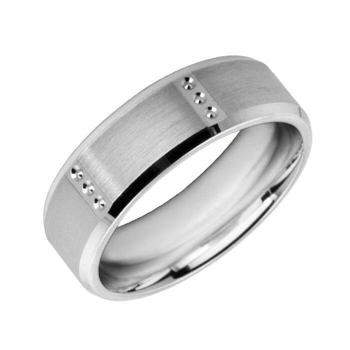 Wedding Ring Diamond CUT 59 V grooved cuts, Circle diamond cut details & Matt finish