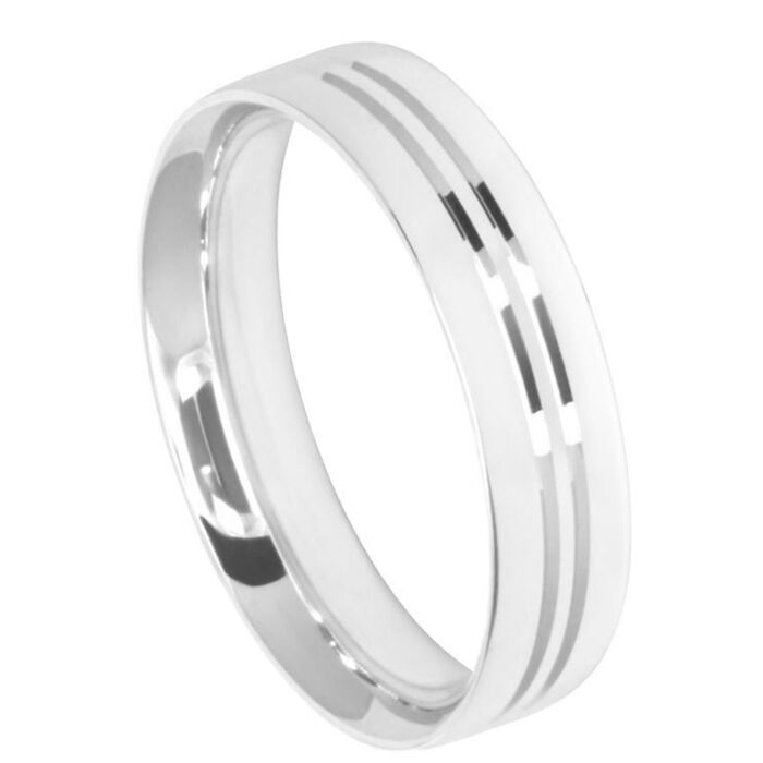 Diamond Cut Wedding Ring CUT 6: 2 X CENTRAL U GROOVES WITH 1MM GAP POLISH FINISH