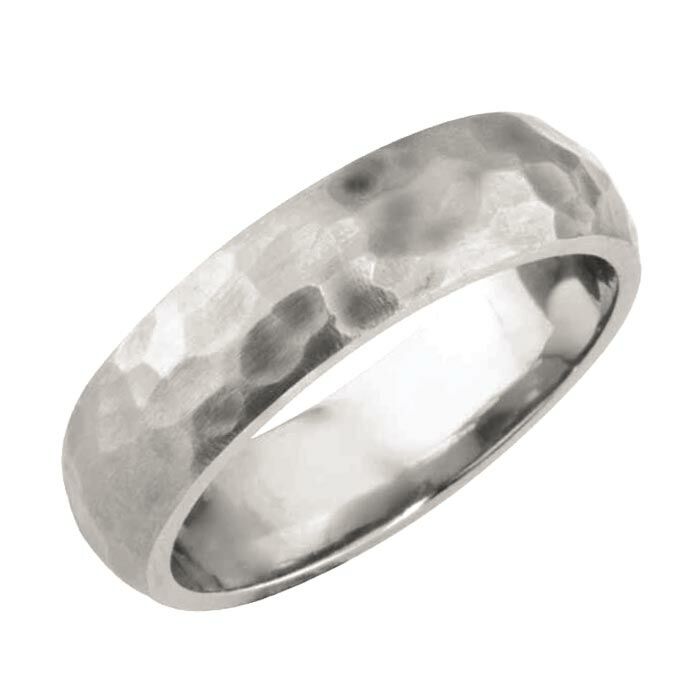 Hammered finish wedding Ring CUT 64