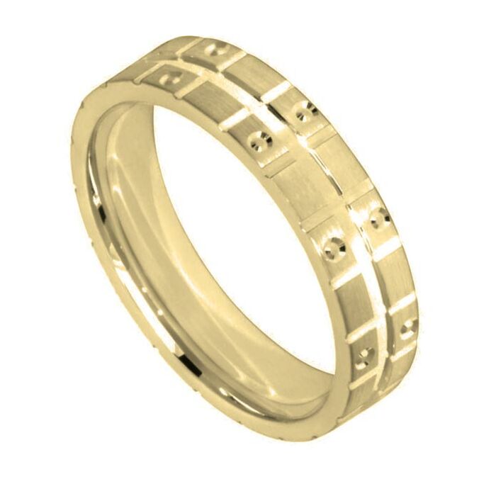 Wedding Ring Diamond CUT 27 TRAMLINE CENTRE WITH V GROOVE CUTS WITH CIRCLE CUT Pattern