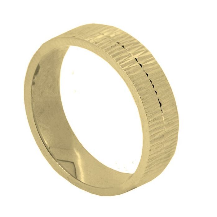 Wedding Ring Diamond Cut 46 Central Line With Full Linear Cuts Polish Finish
