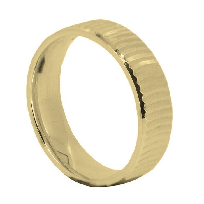 Wedding Ring Diamond Cut 47 Curved D/C With Bevel Edges Polish Finish