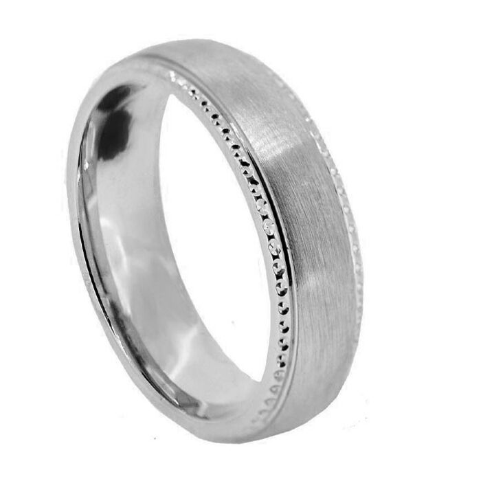 Wedding Ring Diamond Cut 62 Stepped Edge With Circle Pattern Matt Finish           