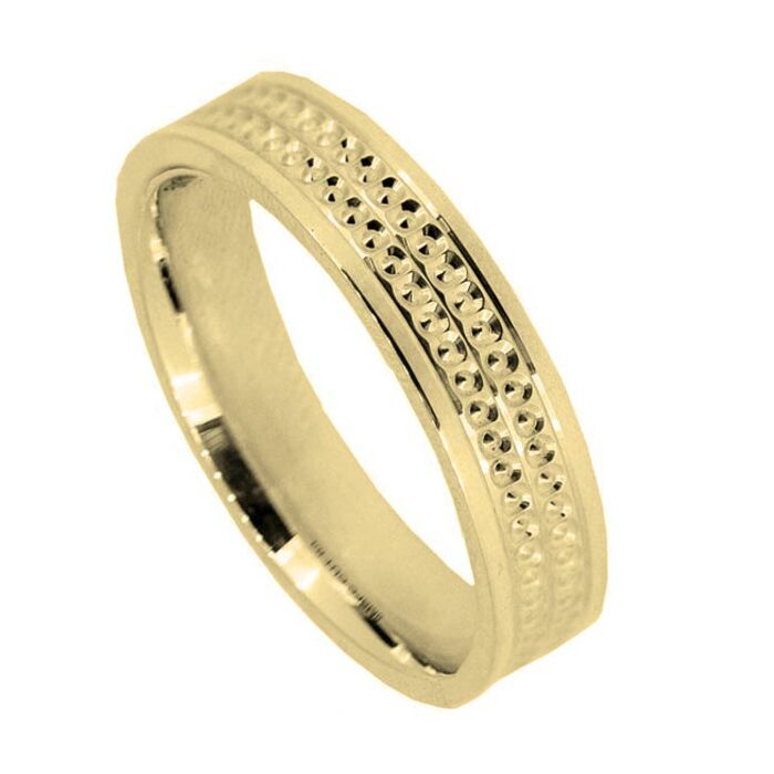 Wedding Ring Diamond Cut 63 -  3 X Central V Grooves With Circle Pattern Polished