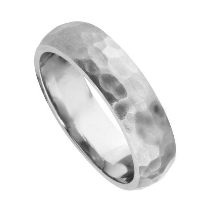 Hammered finish wedding Ring CUT 64