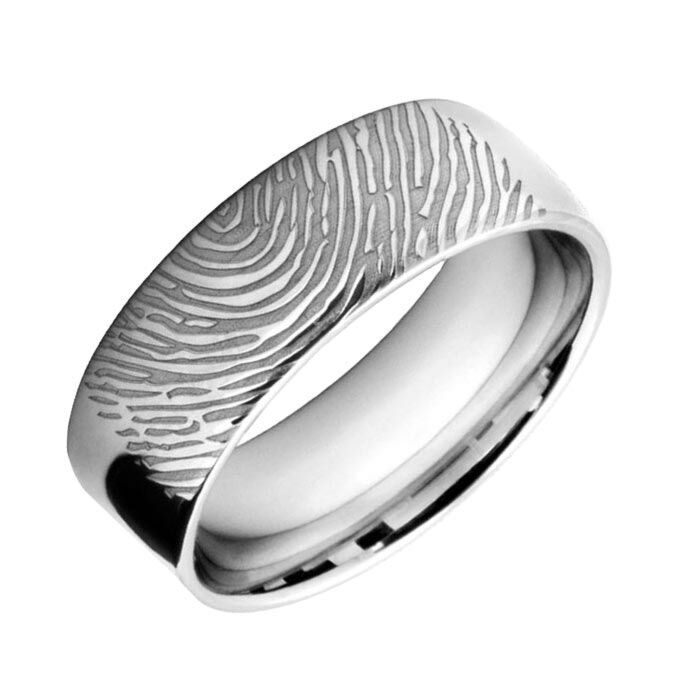 Wedding Ring with Finger print Laser Engraving