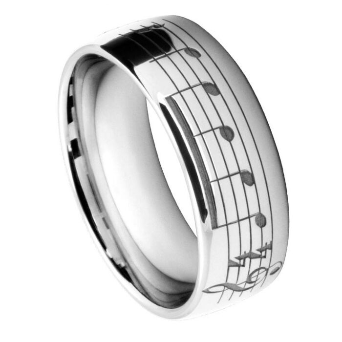 Wedding Ring with Musical Notes print Laser Engraving