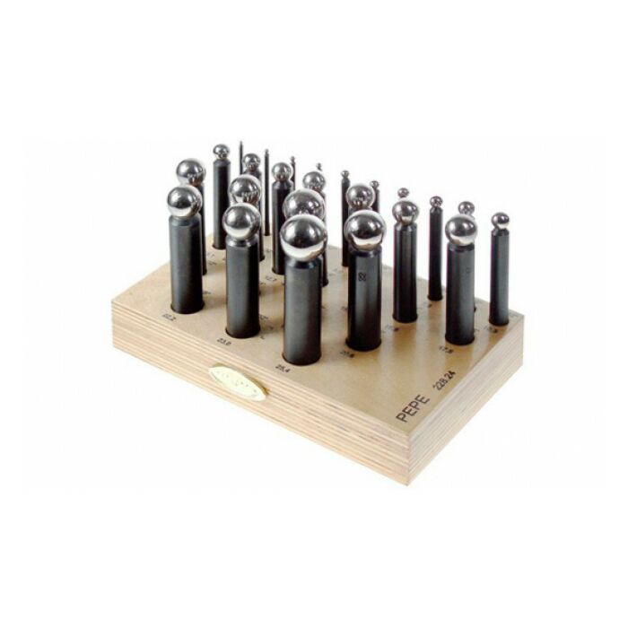 PEPETOOLS SET OF 24 DOMING PUNCHES ON A WOODEN STAND