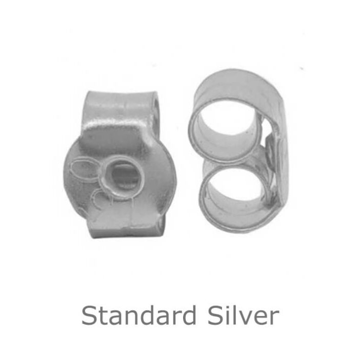 SILVER BUTTERFLY EARRING BACK SCROLLS 4.4mm x 3.5mm x 2.4mm