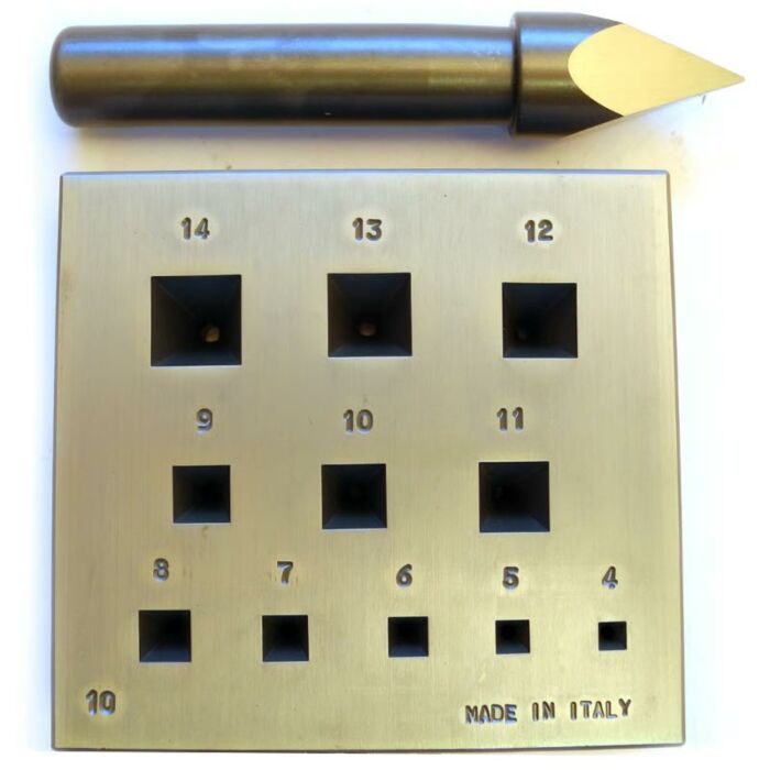 Collet Block and Punch, Square, 4.00 to 14.00mm, 17°