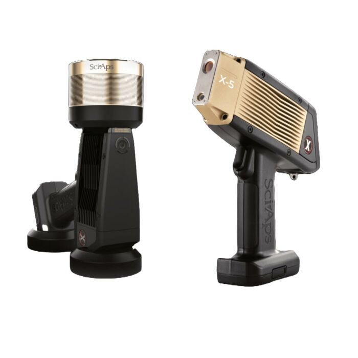 SciAps X-5 Handheld Precious Metal Analyser with small stand