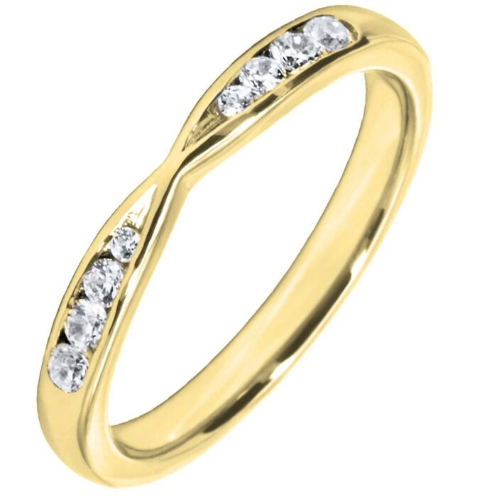 2.5mm Shaped Wedding Ring - 0.13ct Diamond | W556
