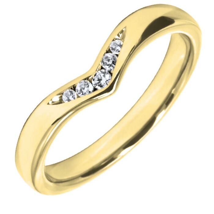 3mm Shaped Wedding Ring with 7 diamonds 0.08ct | W558