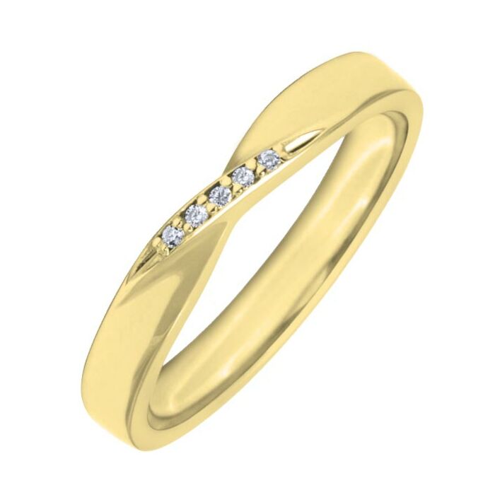 3.5mm Shaped Wedding Ring - 0.025ct, 5 Diamond stones | W634
