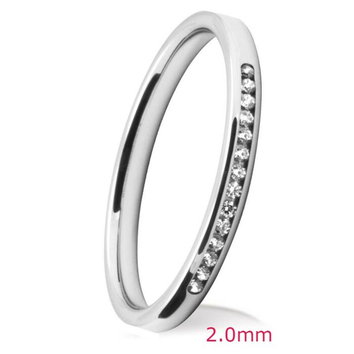 Channel Set Diamond Wedding Ring: 2.00mm Flat Court Brilliant Cut Channel | 748B02 748B01 748B00