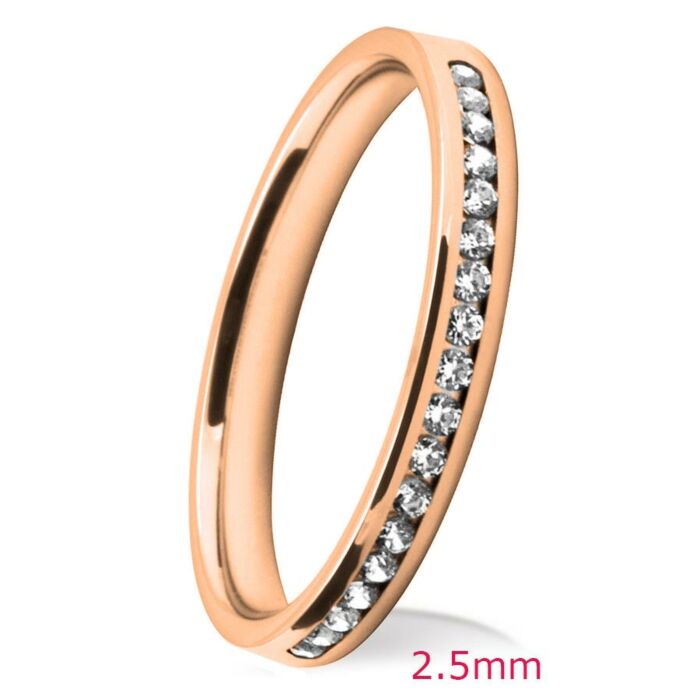 Channel Set Diamond Wedding Ring: 2.50mm Flat Court Brilliant Cut Channel | 748B05 748B04 748B03