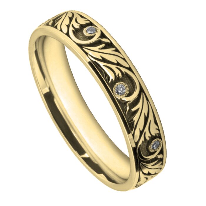 4mm Wedding Ring W7010 Pattern - Laser Engraving Wedding Ring