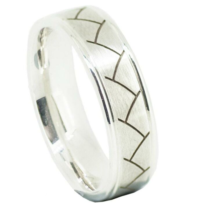 6mm Wedding Ring W7504 | Gents Pattern - Laser Engraving Wedding Ring