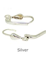 Silver continental earring fitting teardrop and ring with lever arm action