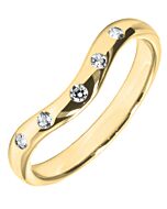 Wedding Ring with diamonds - 2.5mm Curved Shaped precious metal ring, 0.10ct diamond stones