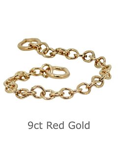 Bracelet safety chain 9ct Red Gold MEDIUM weight, 55mm long