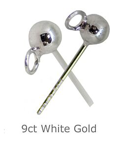 9CT WHITE GOLD FILLED 3mm BALL STUD EARRING WITH OPEN RING
