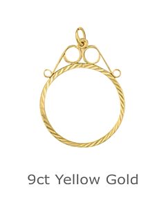 9ct Yellow Half sovereign Diamond Cut Scroll Pendant Mount