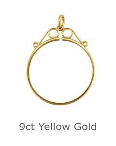 9ct Yellow Gold Half sovereign Scroll Pendant Mount