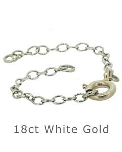 18ct white gold necklace trace safety chain 0.70mm with 5mm bolt ring